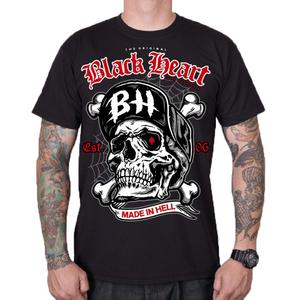 Męska koszulka Black Heart Skull Bones czarna