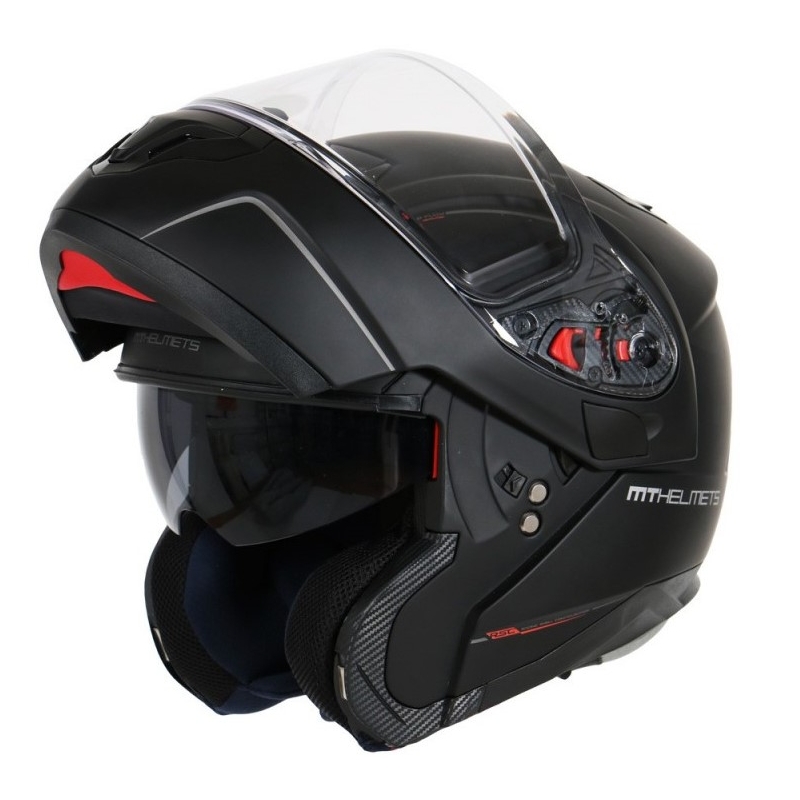Szczękowy kask motocyklowy MT Atom czarny matowy - II. jakość