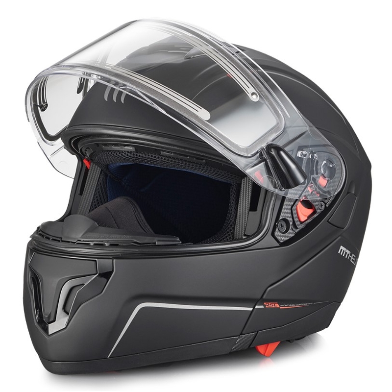 Szczękowy kask motocyklowy MT Atom czarny matowy - II. jakość