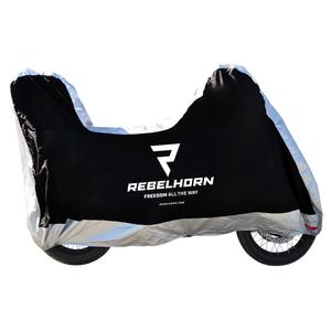 Pokrowiec na motocykl Rebelhorn Cover II Top Box czarno-srebrny