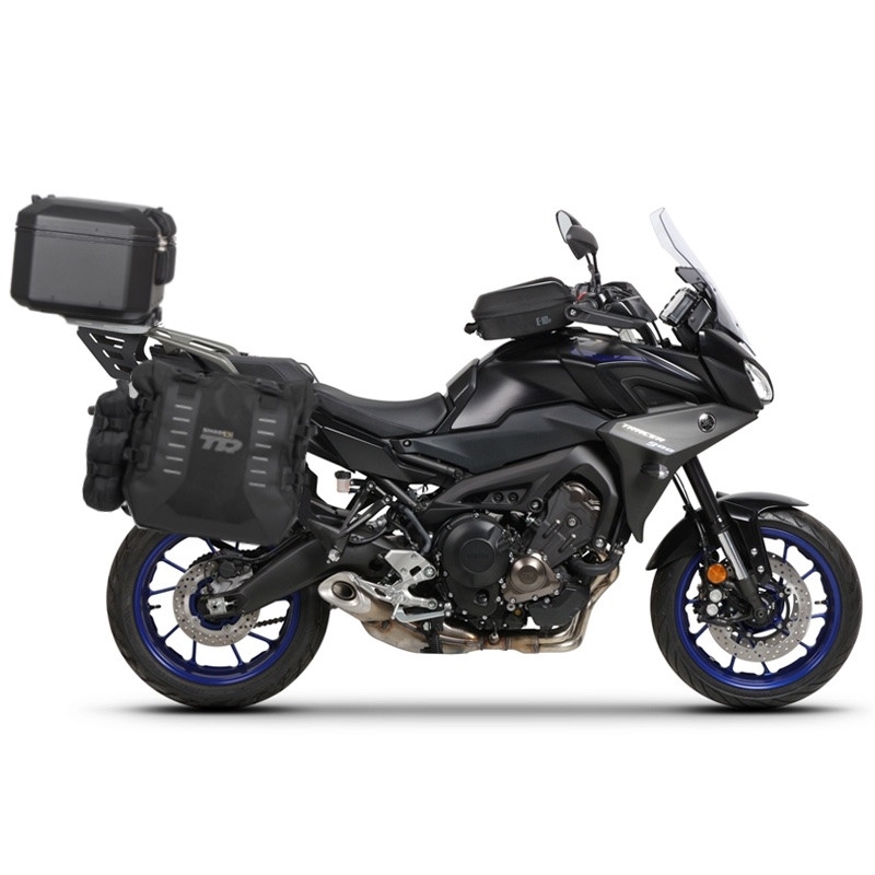 Complete set of SHAD TERRA TR40 adventure saddlebags and SHAD TERRA BLACK aluminium 37L topcase, including mounting kit SHAD YAMAHA MT-09 Tracer / Tracer 900