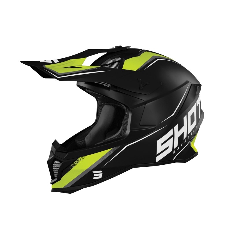 Kask motocrossowy Shot Lite Prism czarno-biało-żółty