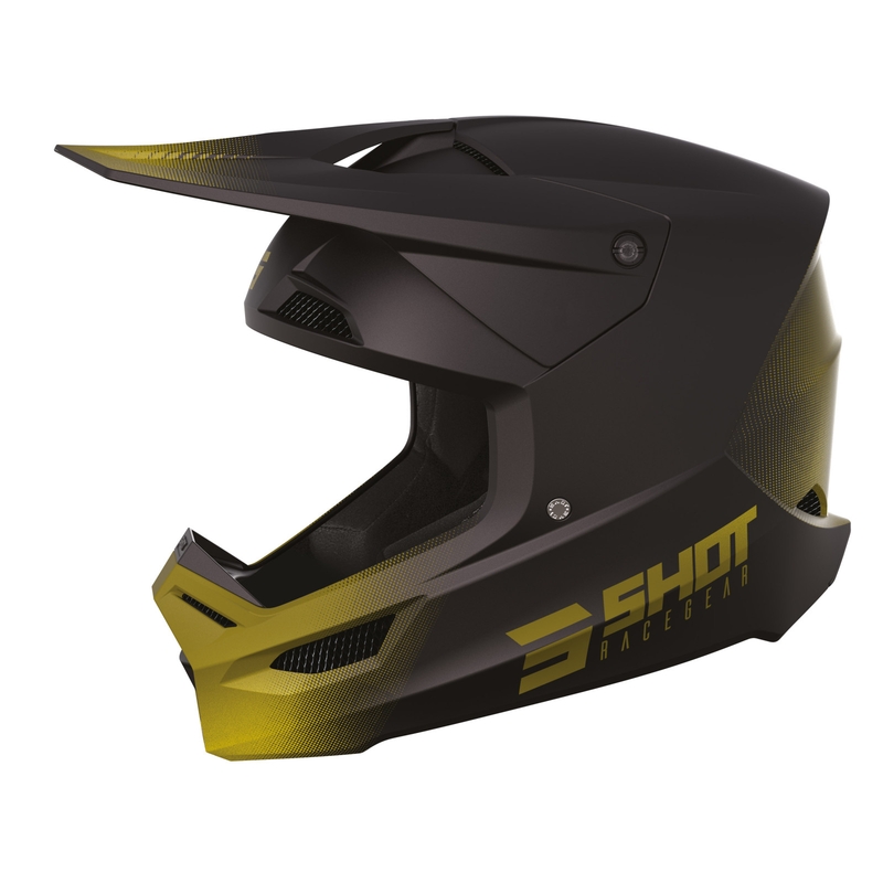 Kask motocrossowy Shot Race Raw czarno-złoty