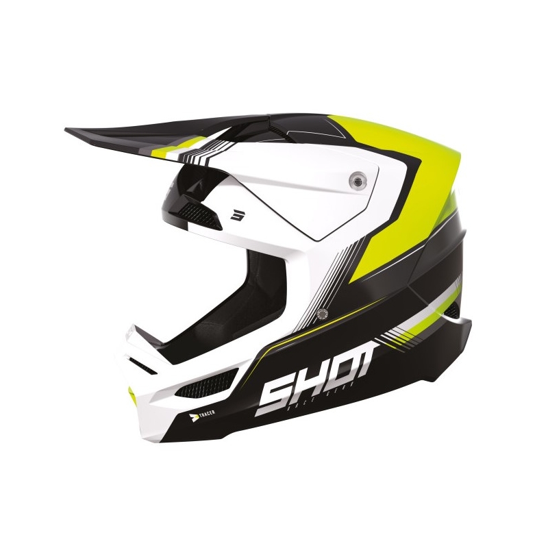 Motokrosová přilba Shot Race Tracer bílo-černo-fluo žlutá wyprzedaż