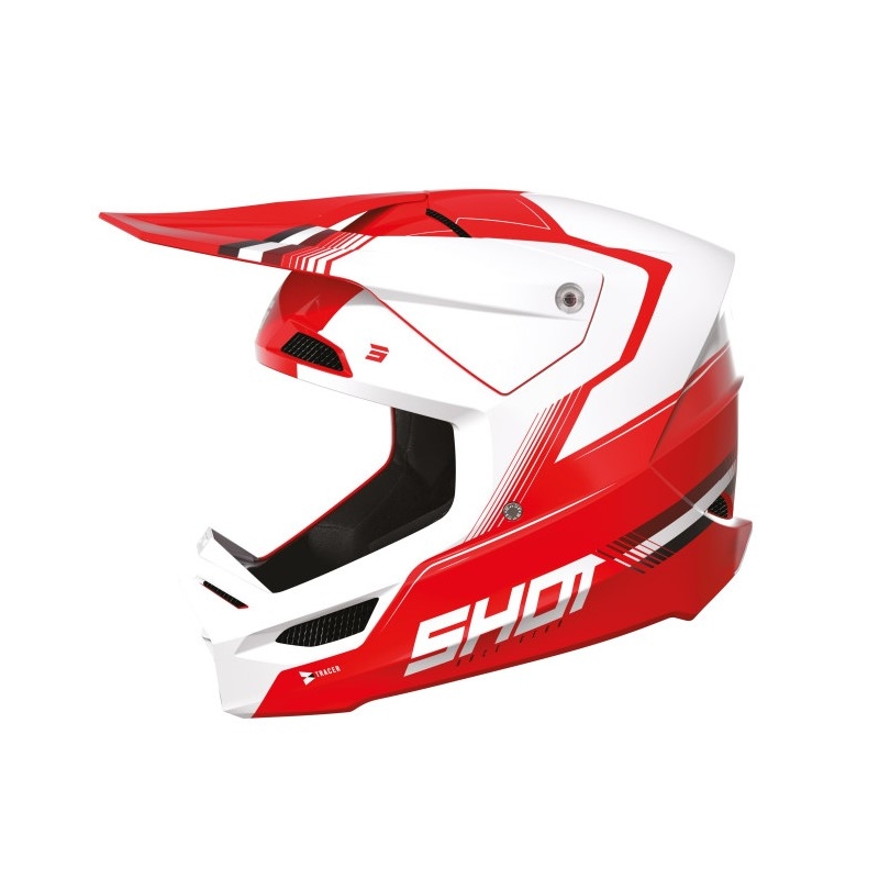 Kask motocrossowy Shot Race Tracer biało-czerwony