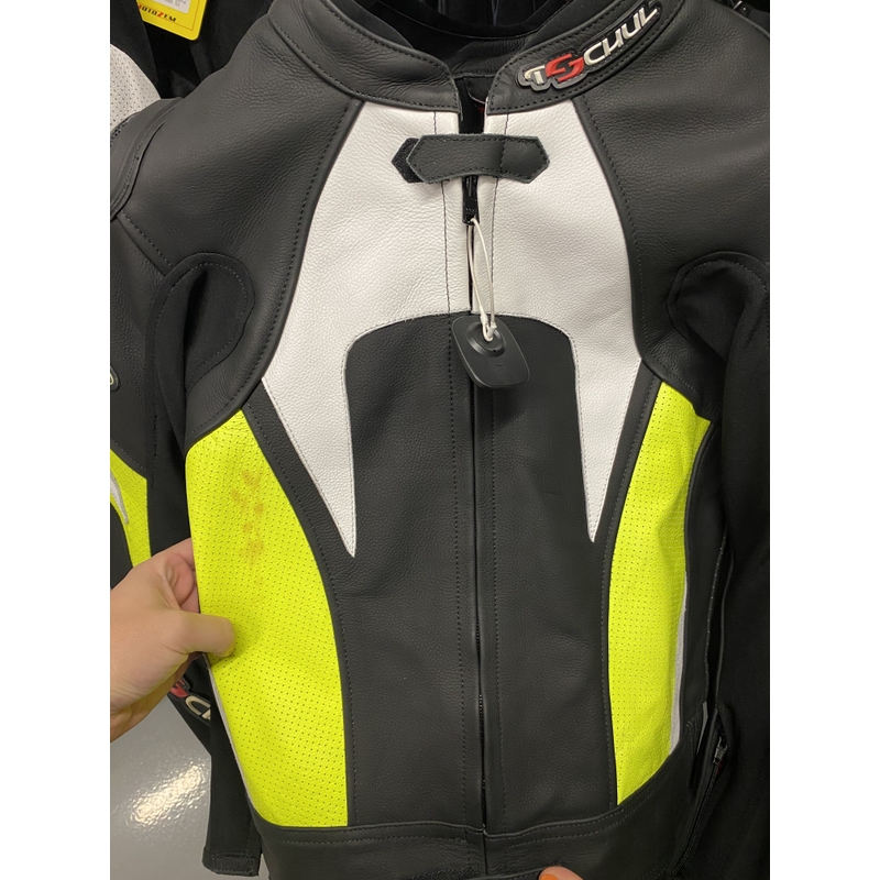 Skórzana kurtka motocyklowa Tschul 575 czarno-fluo żółta - II. jakość