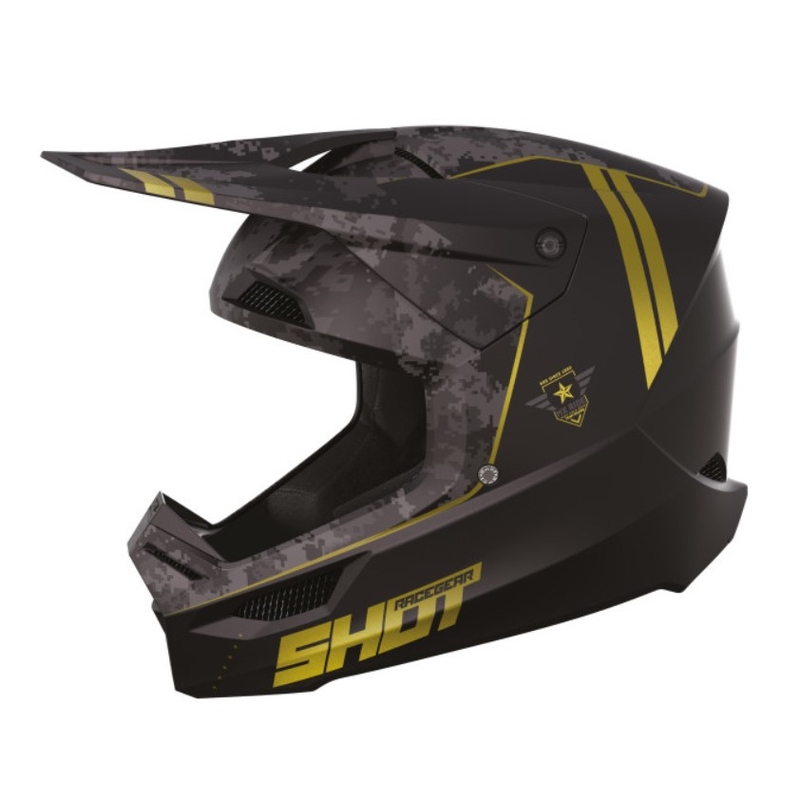 Kask motocrossowy Shot Furious Army czarny-szary-złoty wyprzedaż