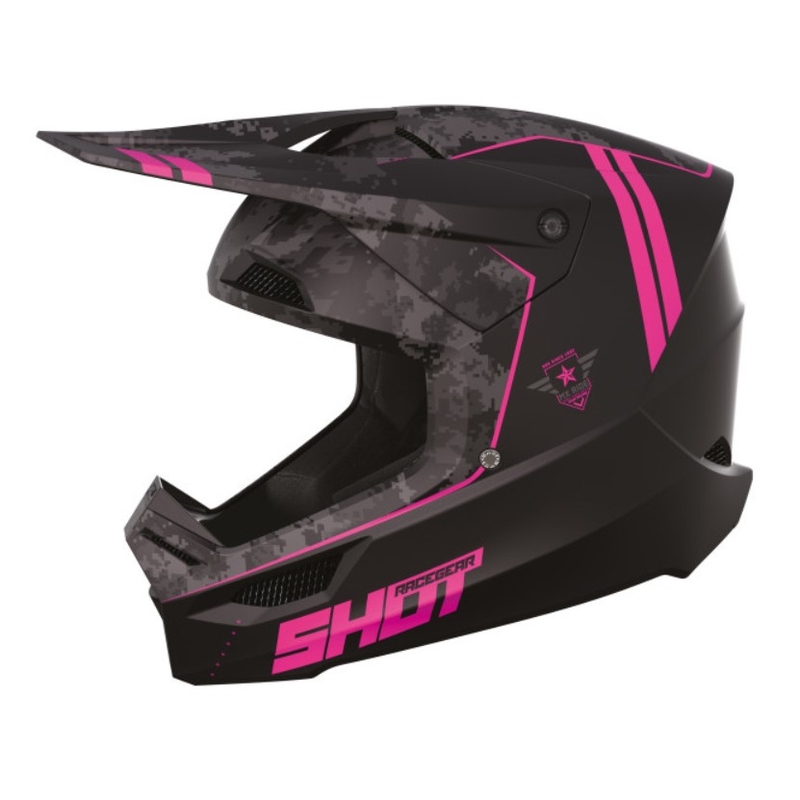 Kask motocrossowy Shot Furious Army czarno-szaro-różowy