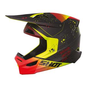 Kask motocrossowy Shot Furious Matrix czerwono-czarno-fluo żółty wyprzedaż