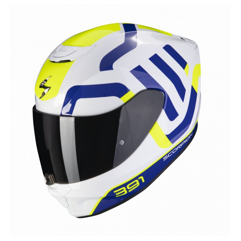 Integralny kask motocyklowy Scorpion EXO-391 Arok biało-niebiesko-neonowo-żółty