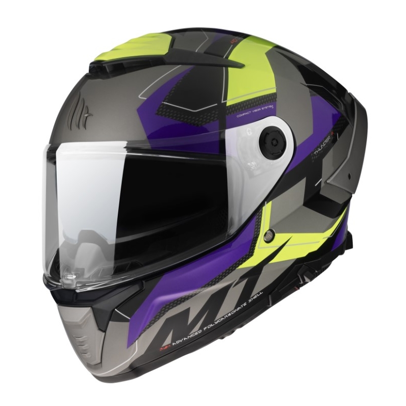 MT Thunder 4 SV Valiant B2 szaro-niebiesko-fluo żółty integralny kask motocyklowy