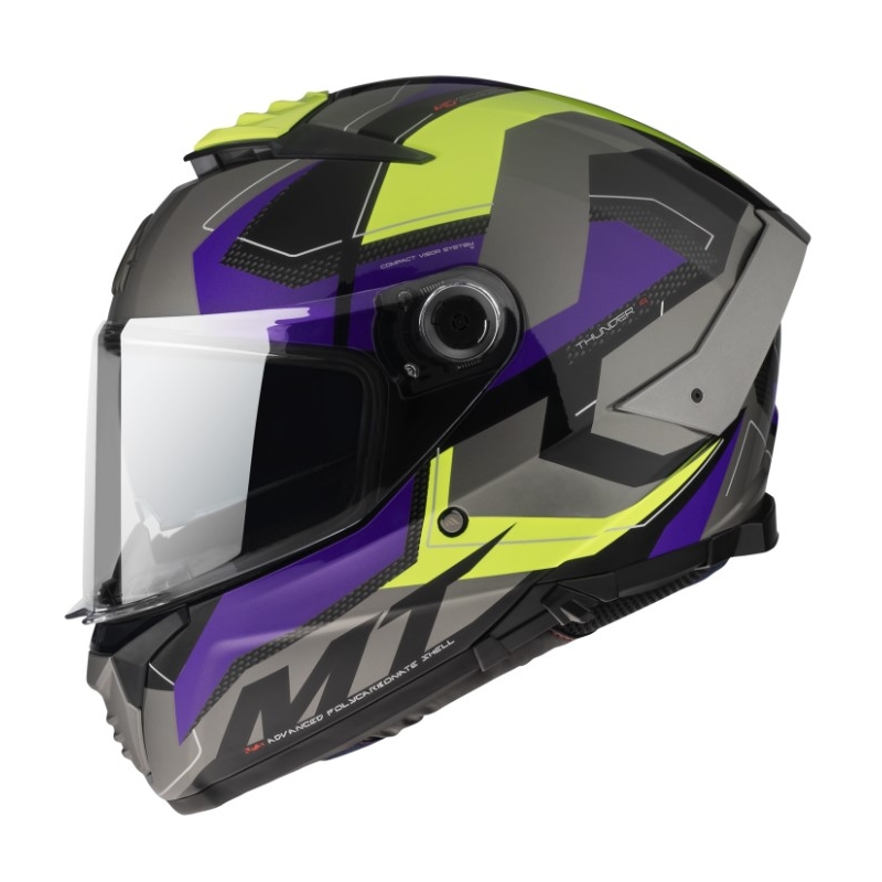 MT Thunder 4 SV Valiant B2 szaro-niebiesko-fluo żółty integralny kask motocyklowy