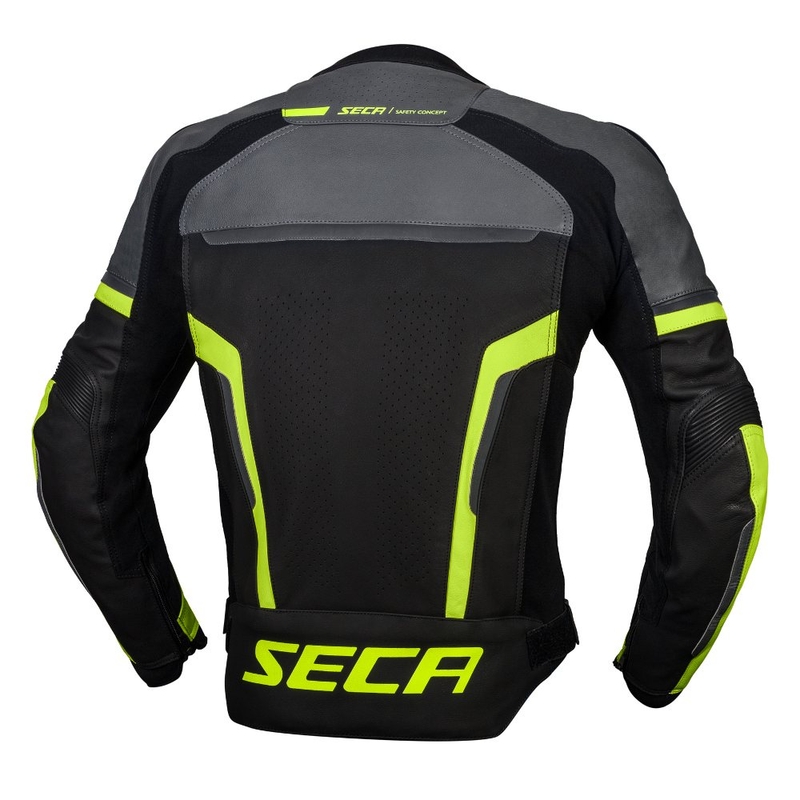 Skórzana kurtka motocyklowa SECA Hooligan szaro-fluo żółta wyprzedaż