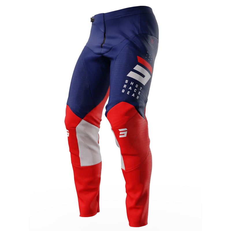 Spodnie motocrossowe Shot Contact Camo 2.0 czerwono-niebieskie wyprzedaż