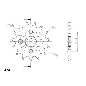 Front sprocket SUPERSPROX CST-259:15 15T, 428