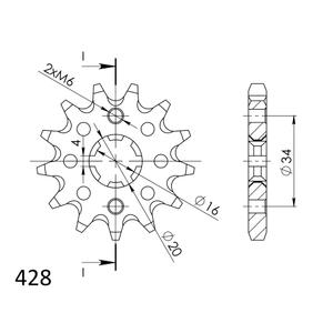 Front sprocket SUPERSPROX CST-1263:14 14T, 428