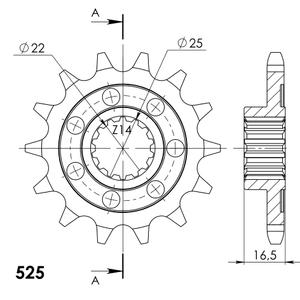 Front sprocket SUPERSPROX CST-4054:15 15T, 525