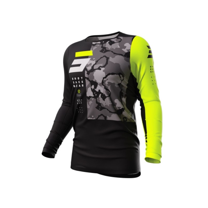 Koszulka motocrossowa Shot Contact Camo 2.0 czarno-fluo żółta wyprzedaż