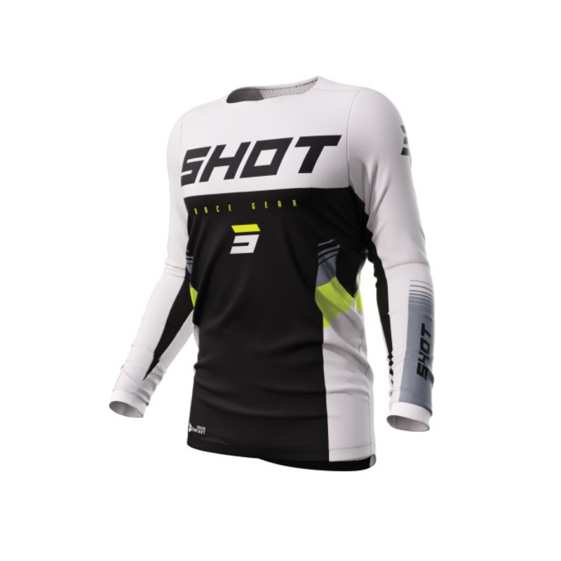 Koszulka motocrossowa Shot Contact Tracer czarno-biało-fluo żółta wyprzedaż