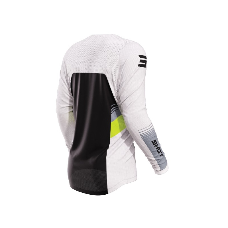 Koszulka motocrossowa Shot Contact Tracer czarno-biało-fluo żółta wyprzedaż