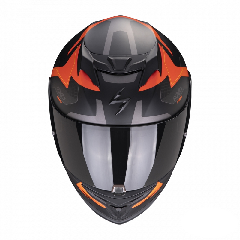 Integralny kask motocyklowy Scorpion EXO-520 EVO Air Elan czarno-pomarańczowy matowy