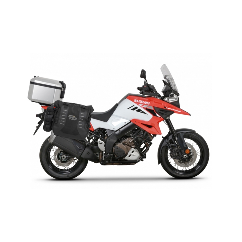 Complete set of SHAD TERRA TR40 adventure saddlebags and SHAD TERRA aluminium 55L topcase, including mounting kit SHAD SUZUKI DL 1000 V-Strom/ DL 1050 V-Strom