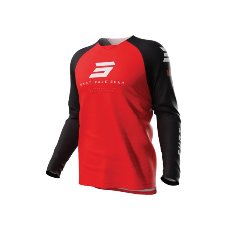 Dziecięca koszulka motocrossowa Shot Raw Kid Escape black-red.