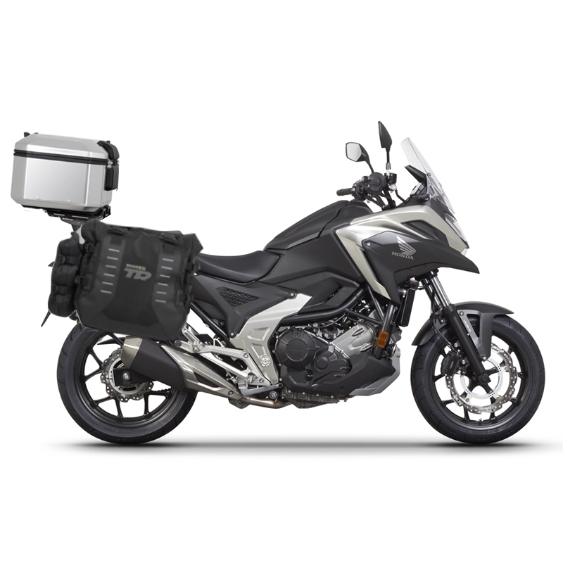 Complete set of SHAD TERRA TR40 adventure saddlebags and SHAD TERRA aluminium 48L topcase, including mounting kit SHAD HONDA NX 750 X 2021-