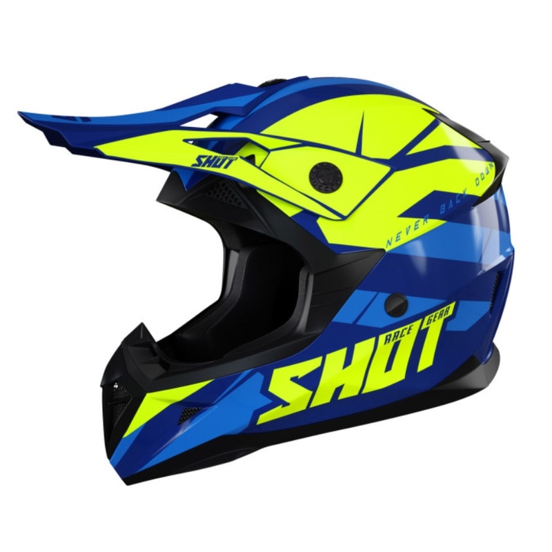 Dziecięcy kask motocrossowy Shot Pulse Kid Revenge niebiesko-fluo żółty wyprzedaż