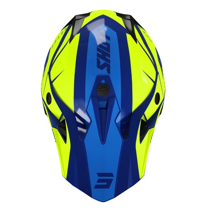 Dziecięcy kask motocrossowy Shot Pulse Kid Revenge niebiesko-fluo żółty wyprzedaż