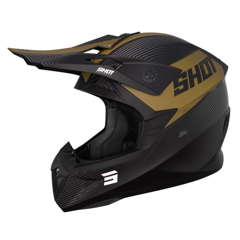Kask motocrossowy Shot Pulse Line szaro-złoty