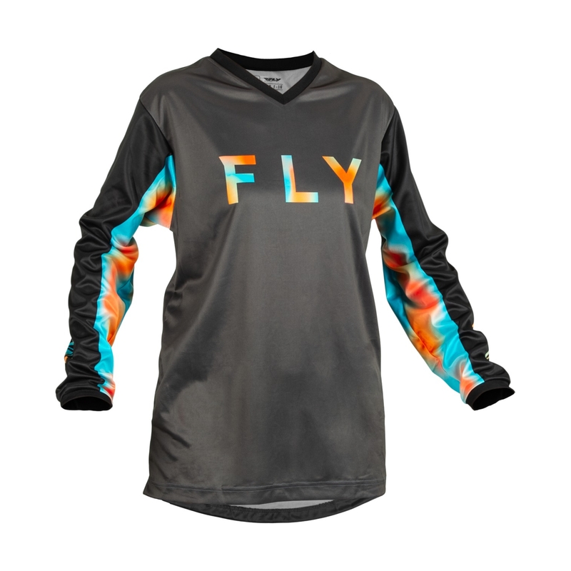Damska koszulka motocrossowa FLY Racing F-16 2023 czarno-różowo-niebieska