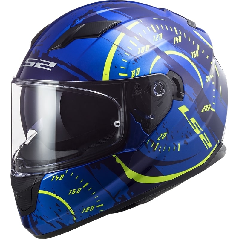 integralny kask motocyklowy LS2 FF320 Stream EVO Tacho niebieski-fluo żółty