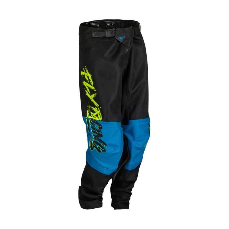 Dziecięce spodnie motocrossowe FLY Racing Kinetic Khaos hi-vis czarno-niebieskie wyprzedaż