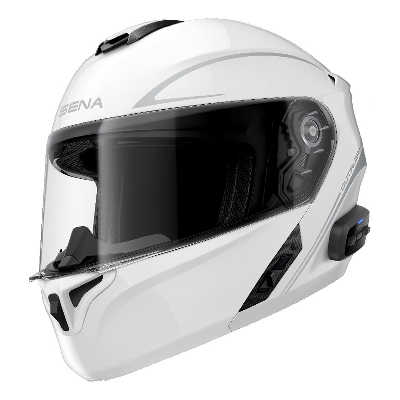 Kask z zestawem słuchawkowym SENA Outrush R biały połysk