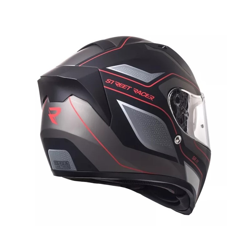 Kask motocyklowy Street Racer SR I1 czarno-szaro-czerwony - II. jakość