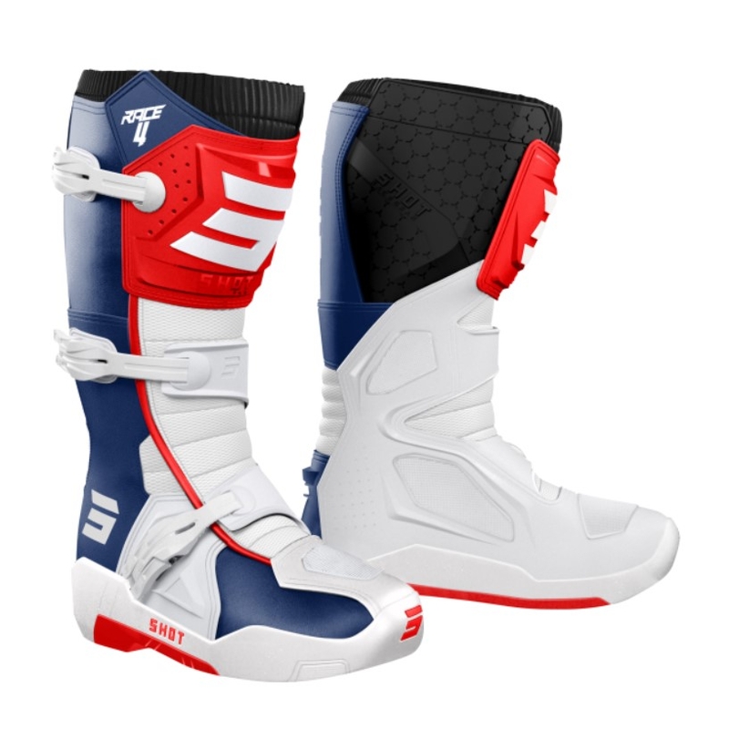 Buty motocyklowe Shot Race 4 czerwono-niebiesko-białe