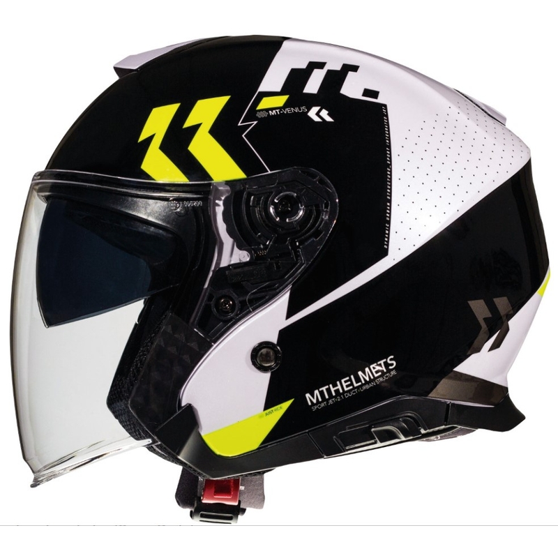 Otwarty kask motocyklowy MT Thunder 3 SV Venus czarno-biało-fluo żółty - II. jakość