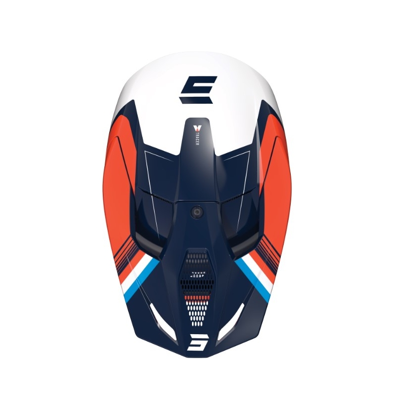 Dziecięcy kask motocrossowy Shot Race Tracer biało-niebiesko-pomarańczowy