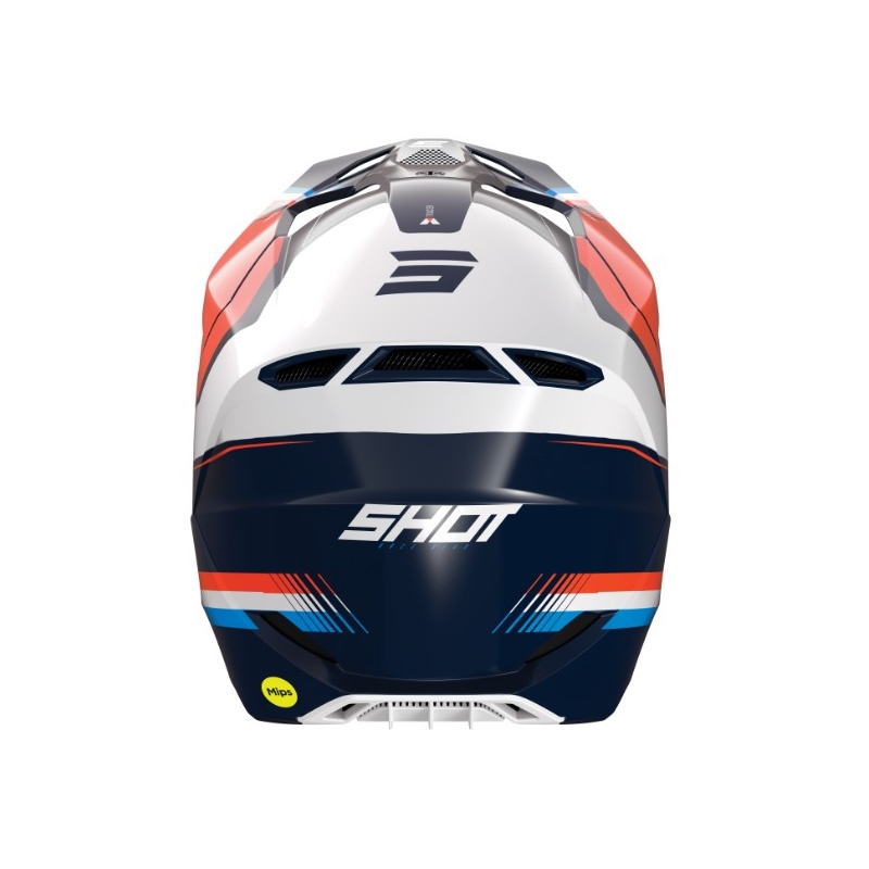 Dziecięcy kask motocrossowy Shot Race Tracer biało-niebiesko-pomarańczowy