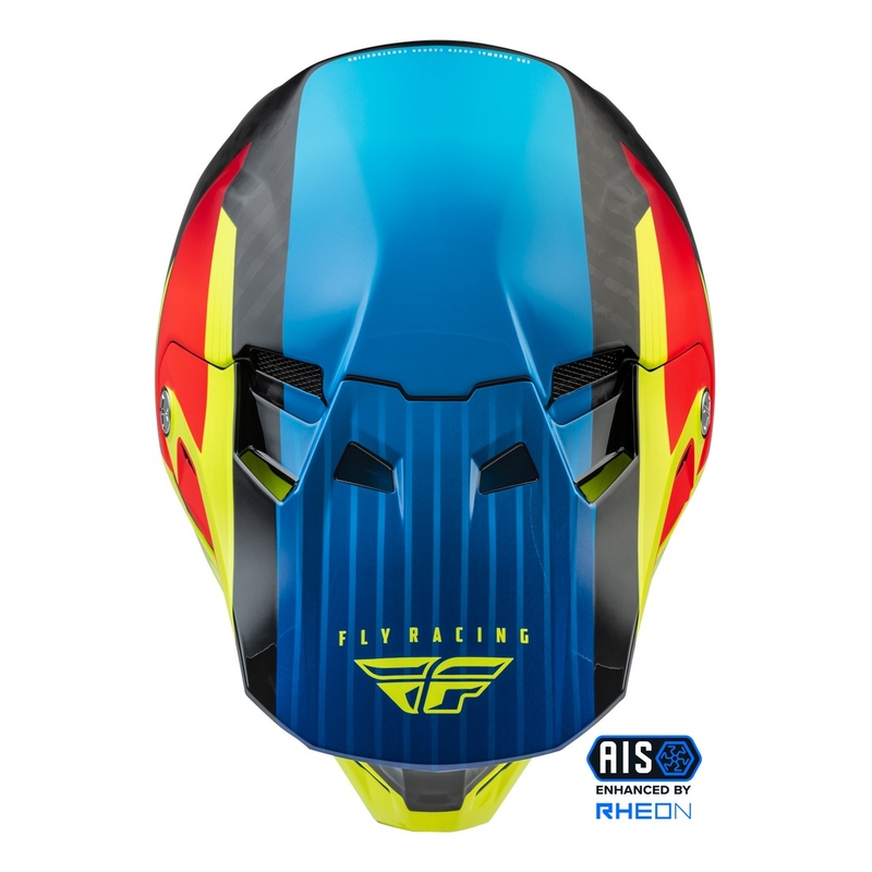Kask motocrossowy FLY Racing Formula Carbon Prime Fluo żółto-niebiesko-czerwony