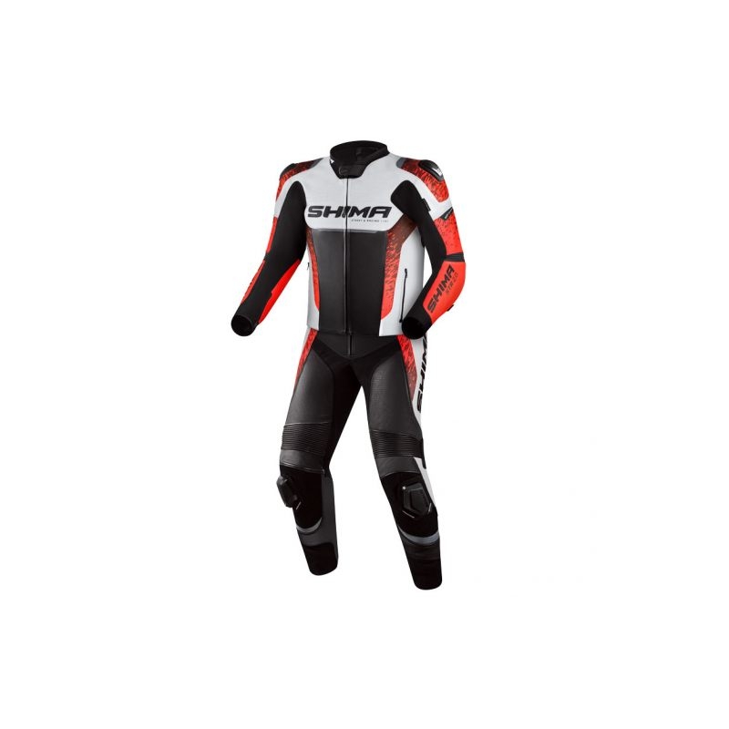 Kombinezon motocyklowy Shima STR 2.0 czarno-biało-fluo czerwony