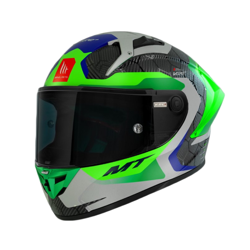 Kask motocyklowy integralny MT KRE+ Carbon Powerful szaro-zielony