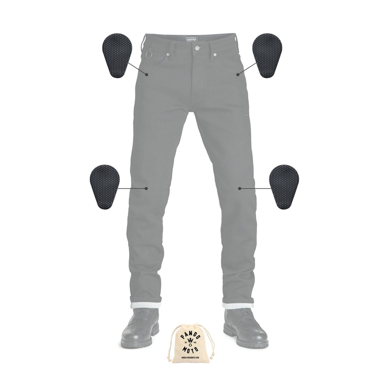 Jeansy motocyklowe PANDO MOTO Steel Black 02 czarny outlet wyprzedaż