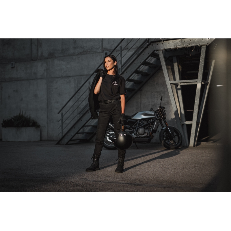 Damskie jeansy motocyklowe PANDO MOTO Kissaki Arm Black wyprzedaż