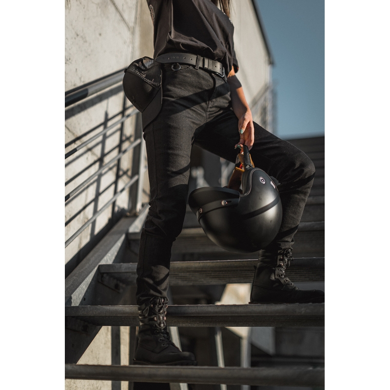 Damskie jeansy motocyklowe PANDO MOTO Kissaki Arm Black wyprzedaż
