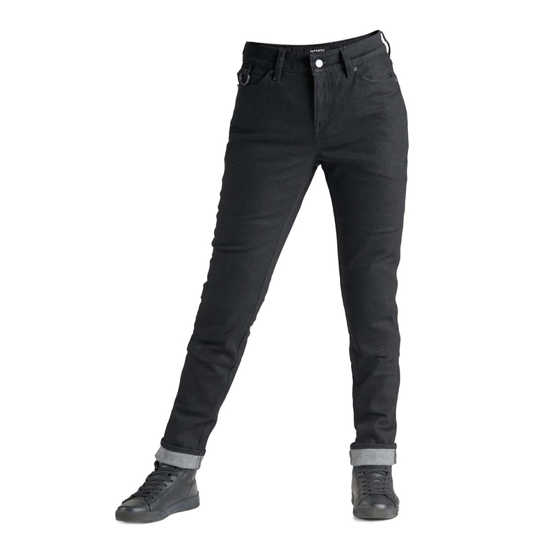 Damskie jeansy motocyklowe PANDO MOTO Kissaki Arm Black wyprzedaż
