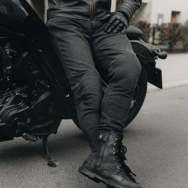 Dżinsy motocyklowe Rebelhorn Nomad TP sprane czarne wyprzedaż