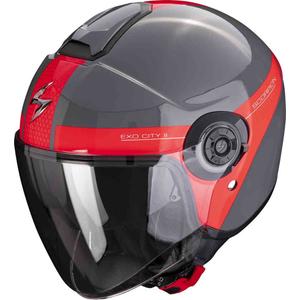 Otwarty kask motocyklowy Scorpion EXO-CITY II Short szaro-czerwony
