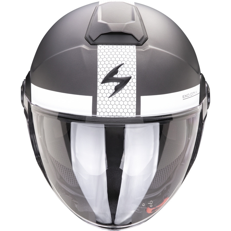 Otwarty kask motocyklowy Scorpion EXO-CITY II Short srebrno-biały mat